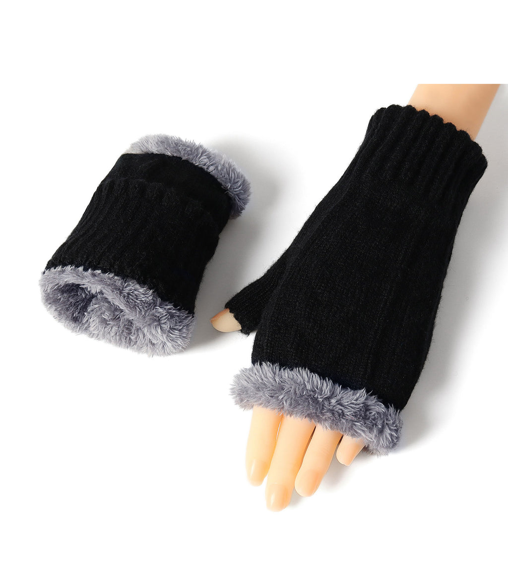 Fingerless Ultra Plush Knit Gloves