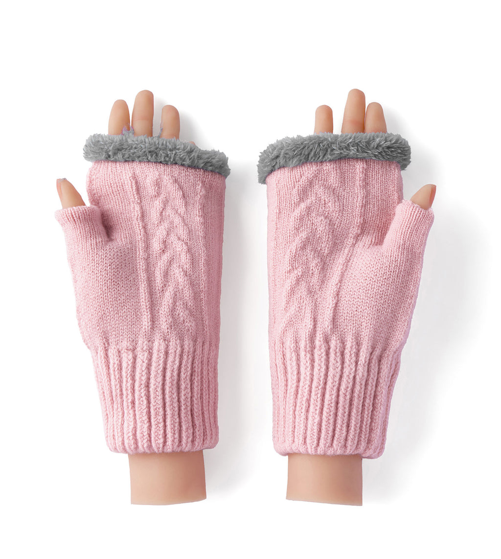 Fingerless Ultra Plush Knit Gloves