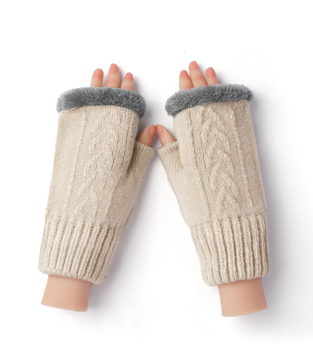 Fingerless Ultra Plush Knit Gloves