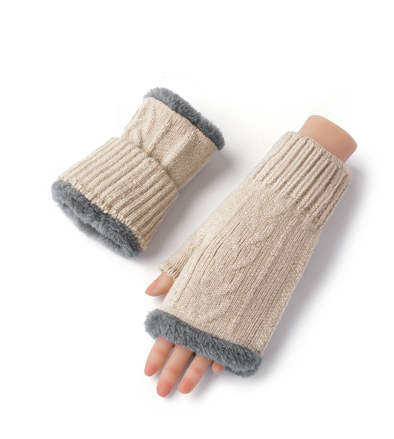 Fingerless Ultra Plush Knit Gloves