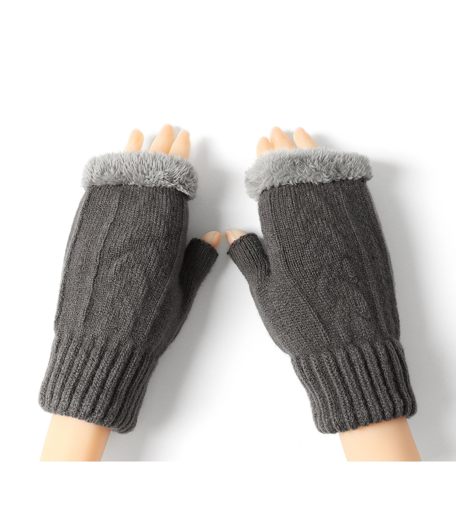 Fingerless Ultra Plush Knit Gloves