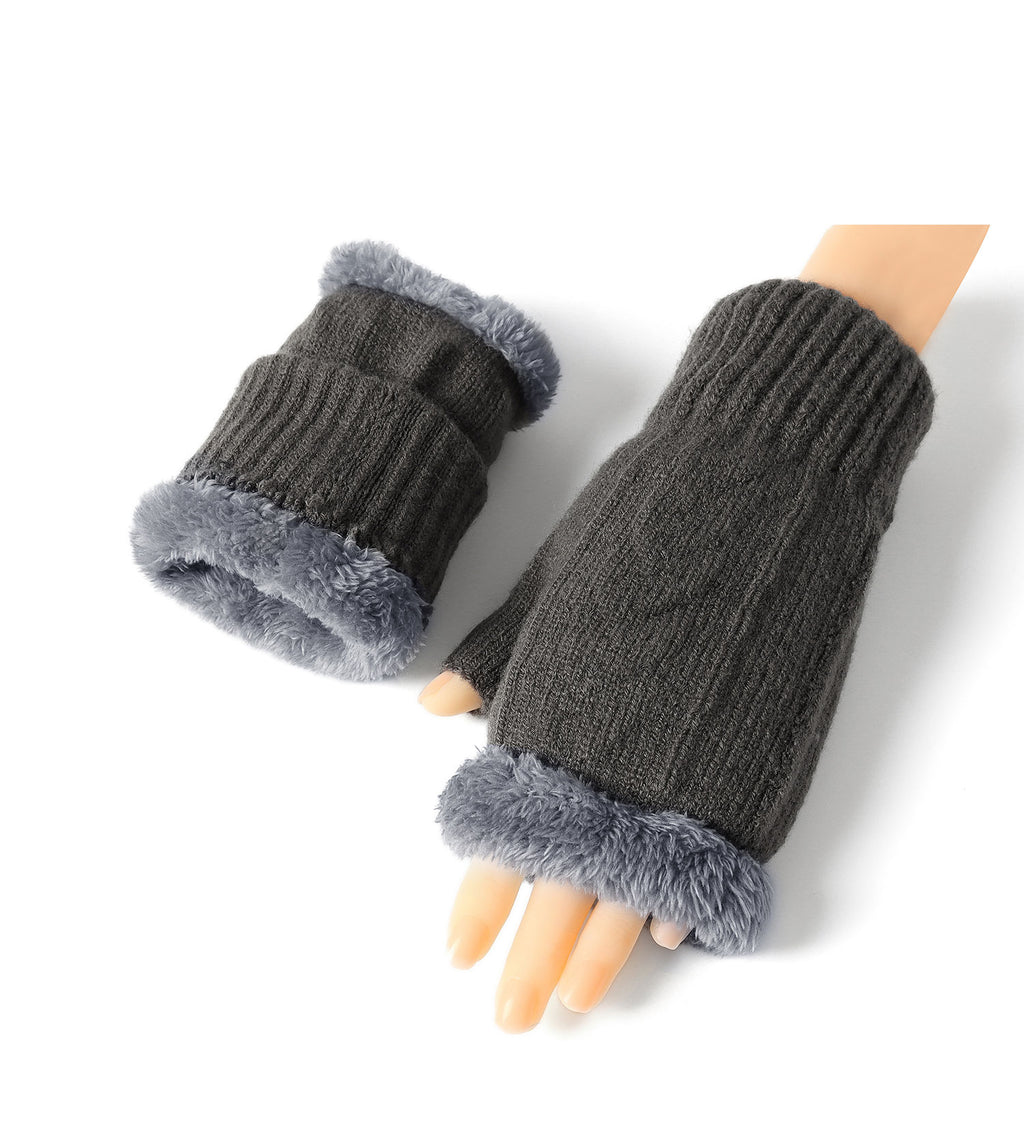 Fingerless Ultra Plush Knit Gloves