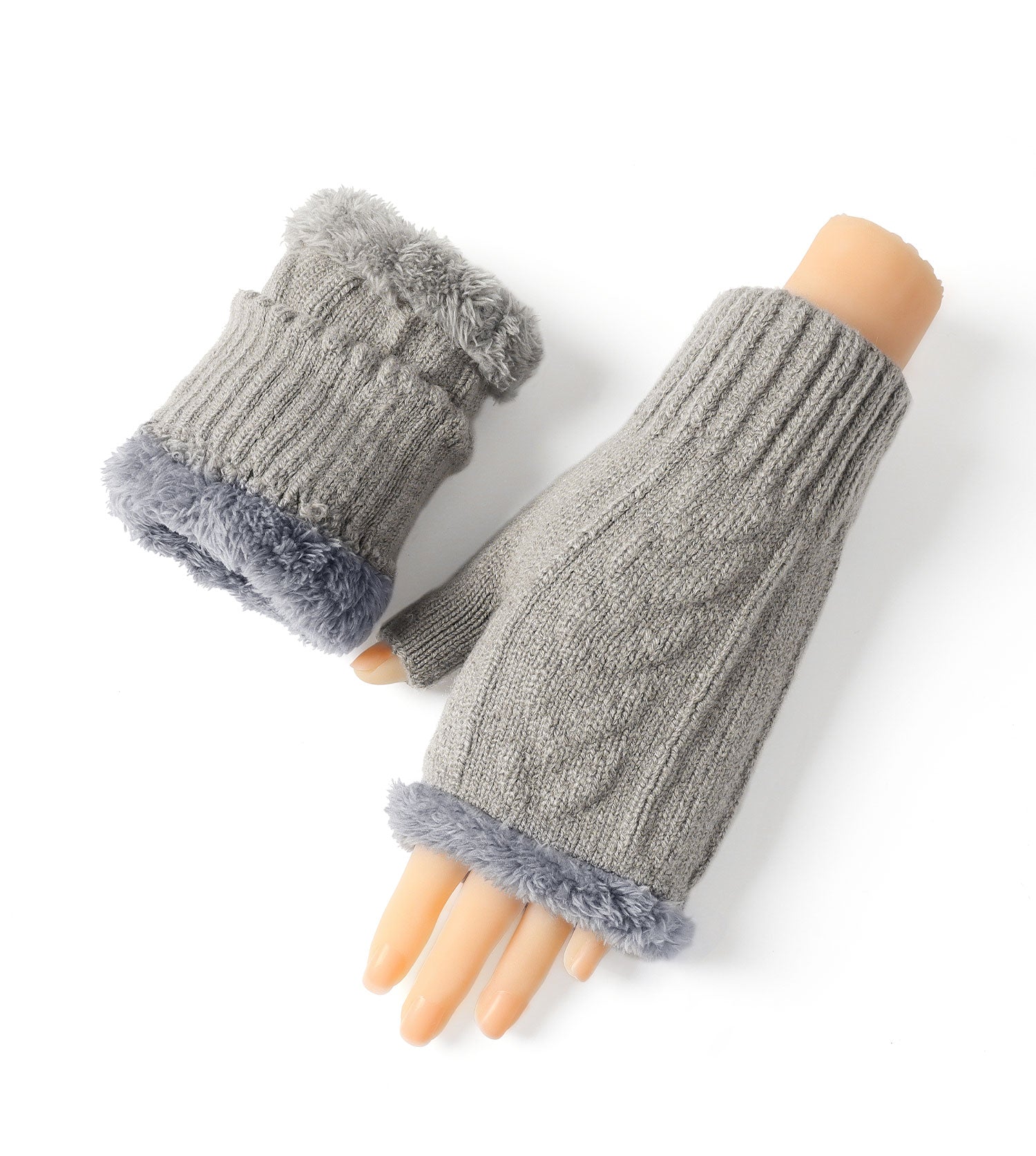 Fingerless Ultra Plush Knit Gloves