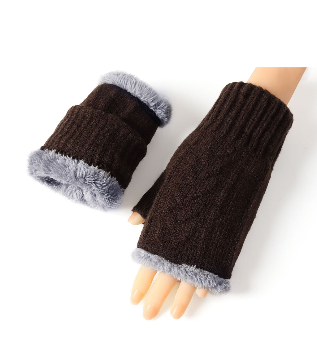 Fingerless Ultra Plush Knit Gloves