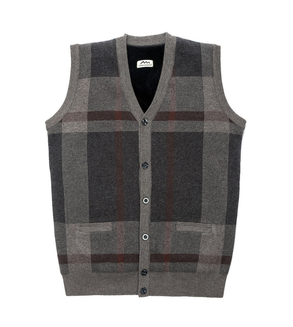 Plaid Knitted Wool Vest