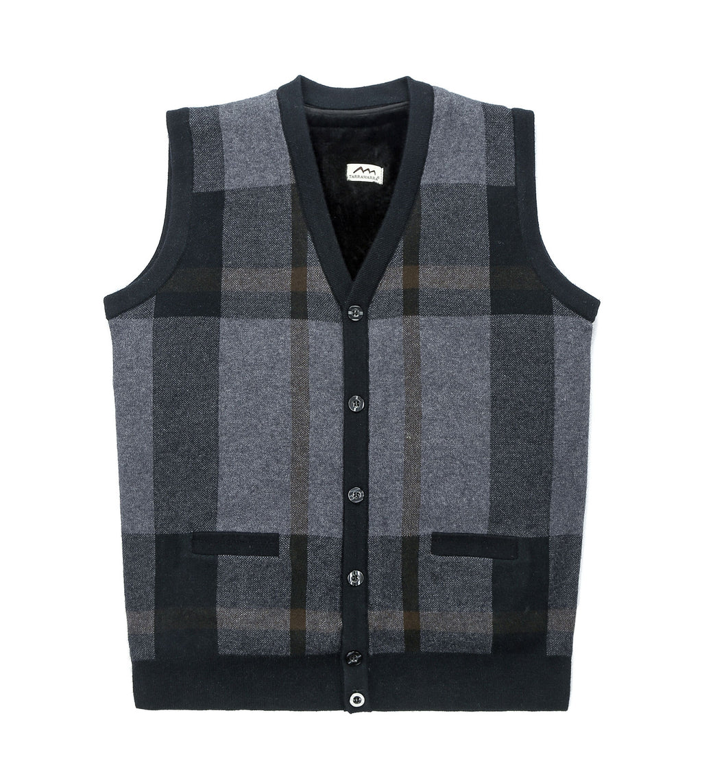 Plaid Knitted Wool Vest