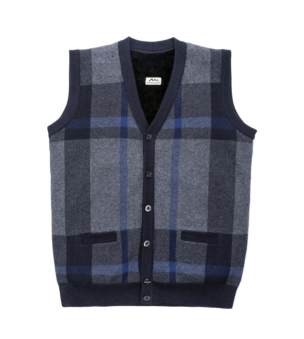 Plaid Knitted Wool Vest