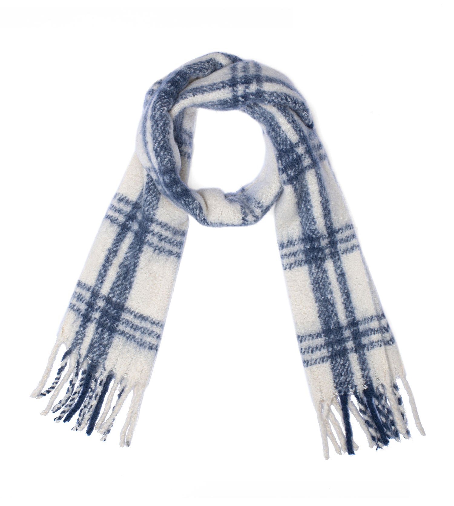 Checked Fringed Scarf