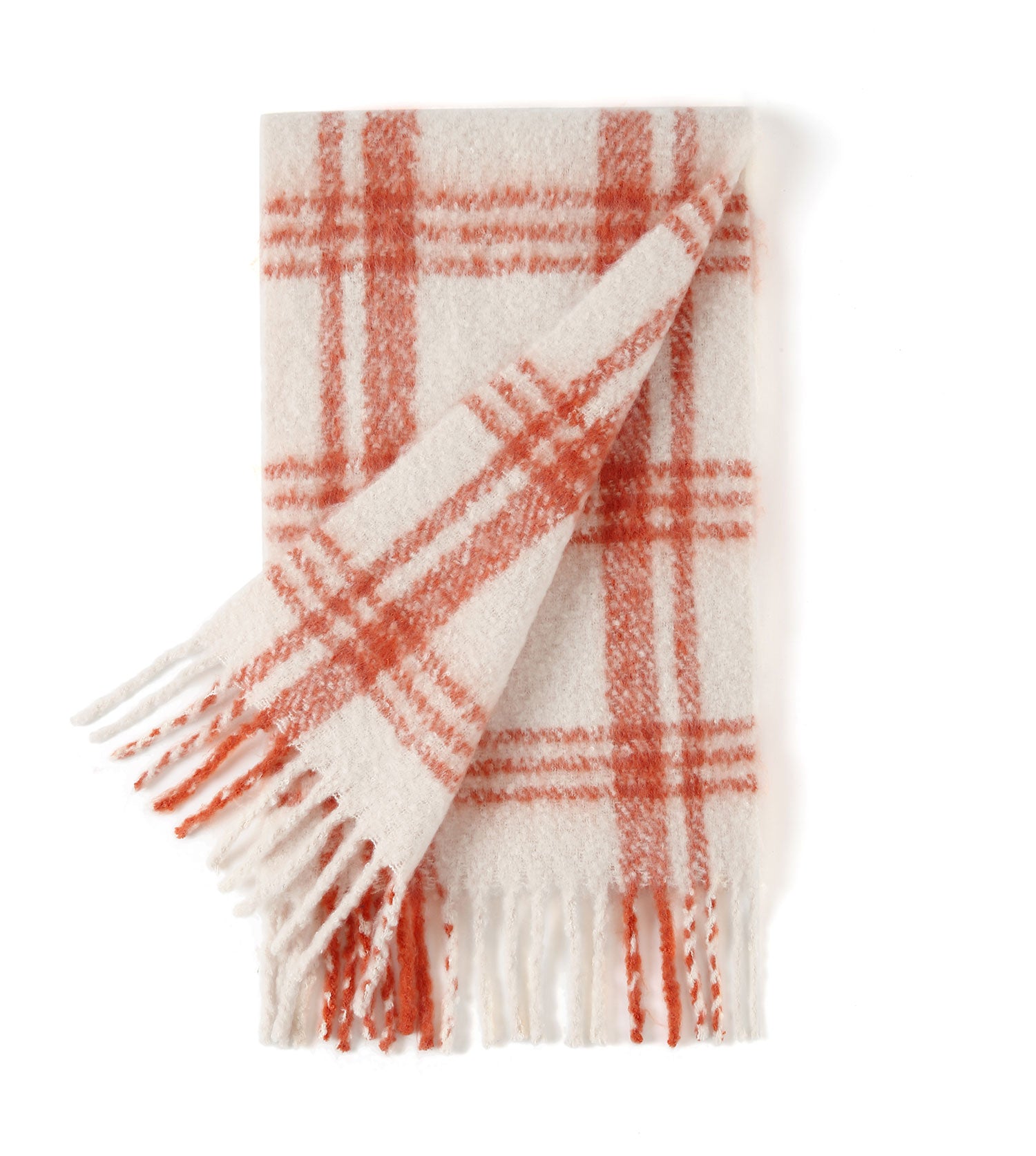 Checked Fringed Scarf