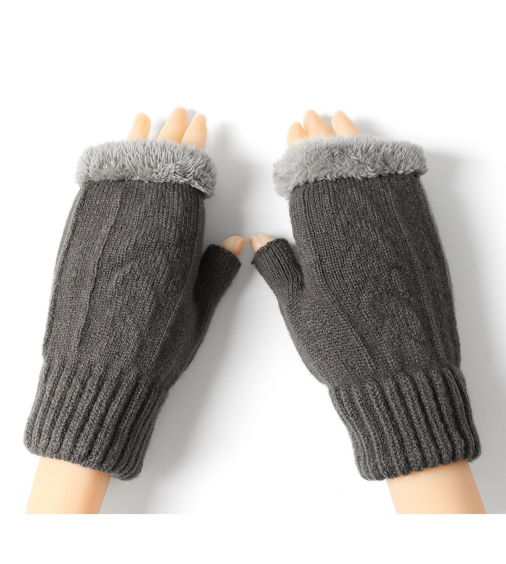 Fingerless Ultra Plush Knit Gloves