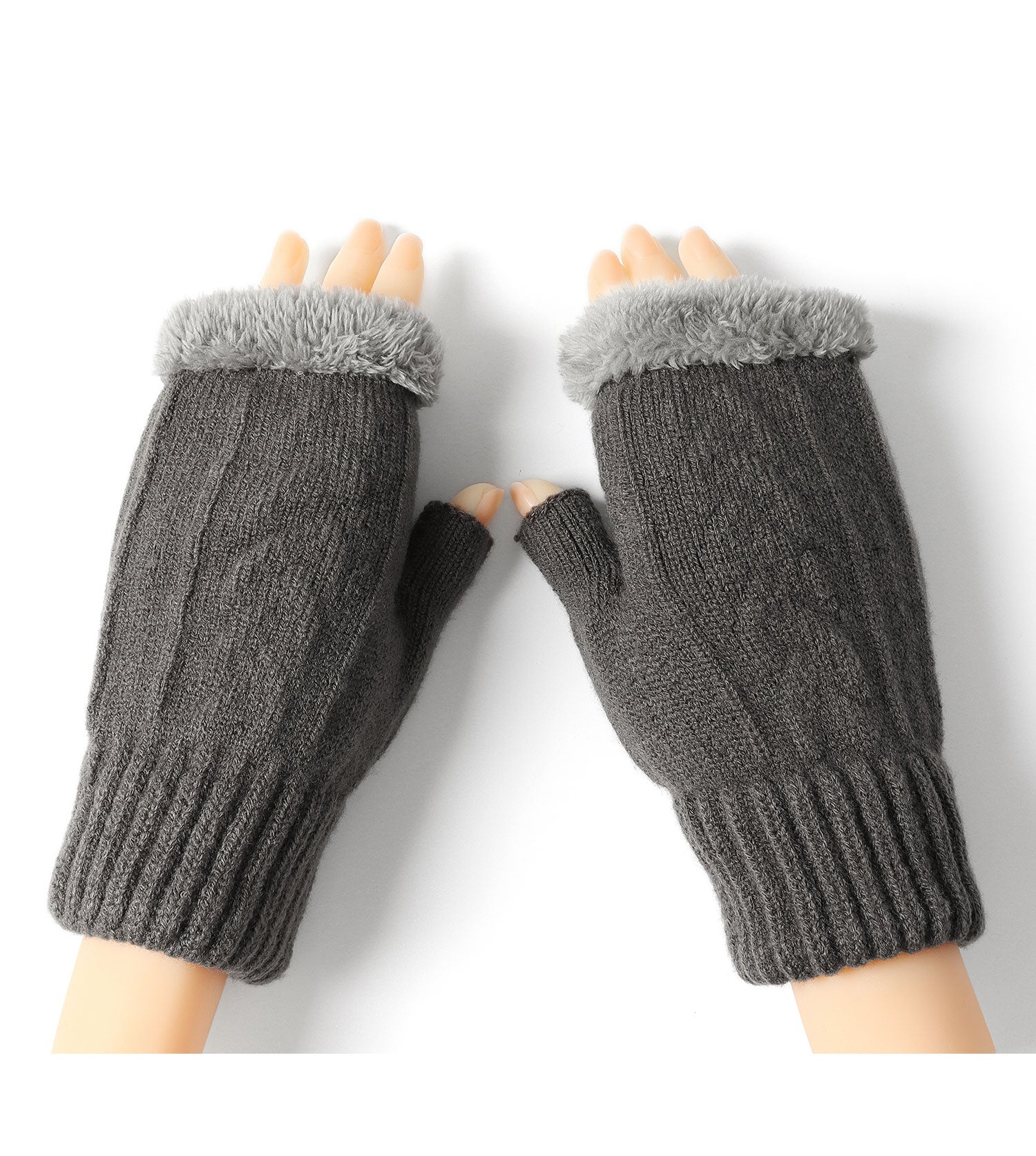 Fingerless Ultra Plush Knit Gloves