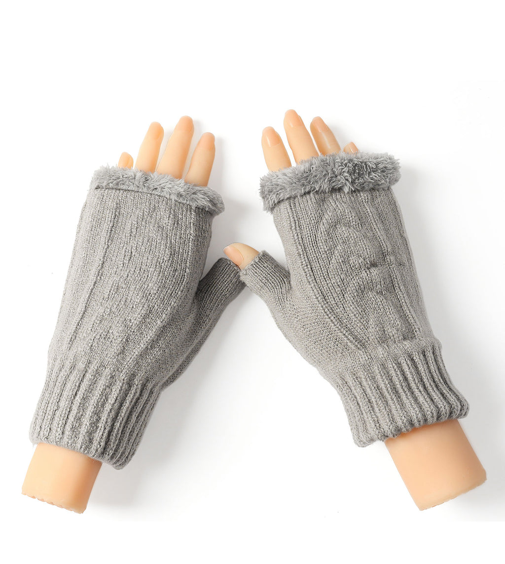 Fingerless Ultra Plush Knit Gloves